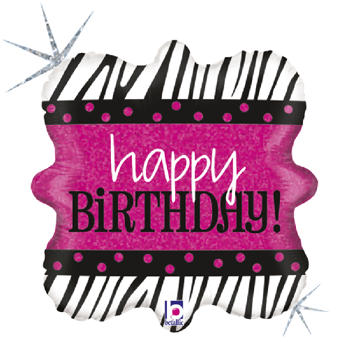 [G36273H-P] Zebra Birthday 18" - Grabo