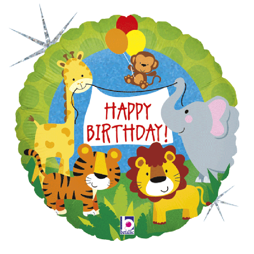 [G36569H-P] Jungle Animals Birthday 18" - Grabo