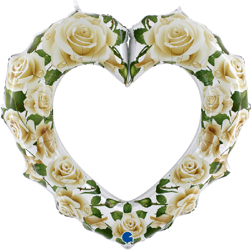 [G72015-P] White Roses Heart 42" - Grabo