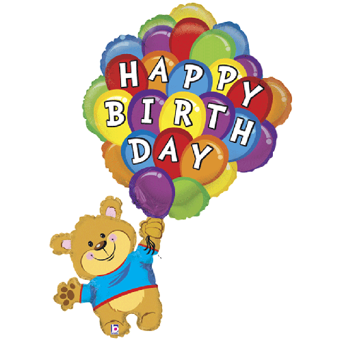 [G85820-P] Birthday Balloon Bear 42" - Grabo
