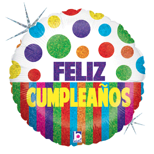 [G86865H-P] Cumpleanos Bolas Y Franjas 18" - Grabo