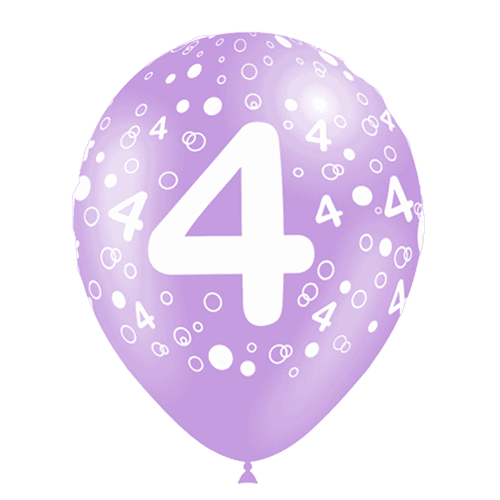 [11204*8] 8 Ballons Hg112 Chiffre 4 Tat Assortis 12" - Balloonia