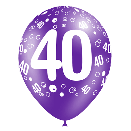 [112040*8] 8 Ballons Hg112 Imprimé Tat Chiffre 40 Assortis 12" - Balloonia