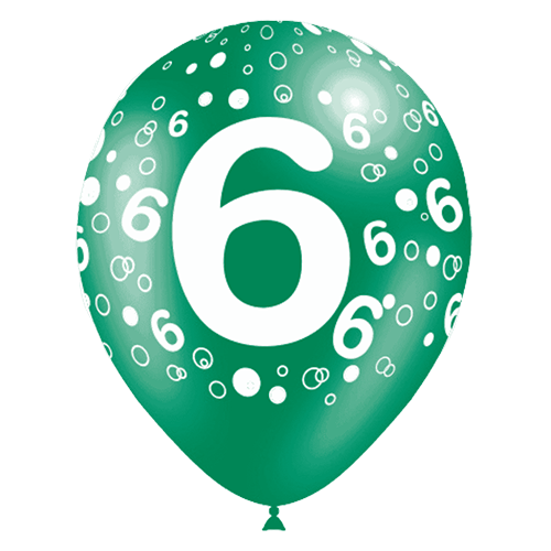 [11206*8] 8 Ballons Hg112 Chiffre 6 Tat Assortis 12" - Balloonia