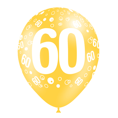 [112060*8] 8 Ballons Hg112 Imprimé Tat Chiffre 60 Assortis 12" - Balloonia