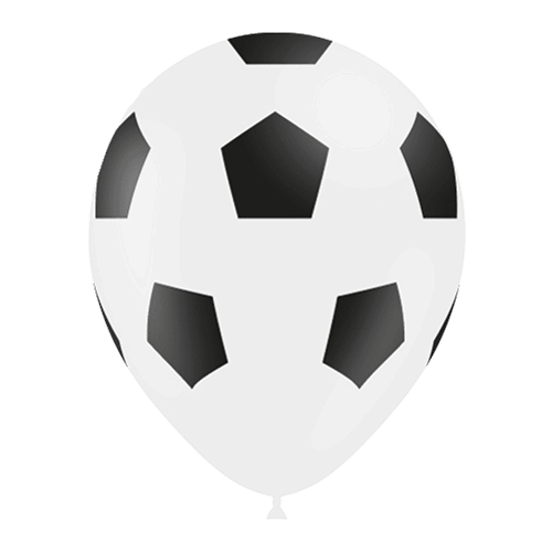 [112P2068*8] 8 Ballons Hg112 Blanc Imprimé Tat Foot Pentagone 12" - Balloonia