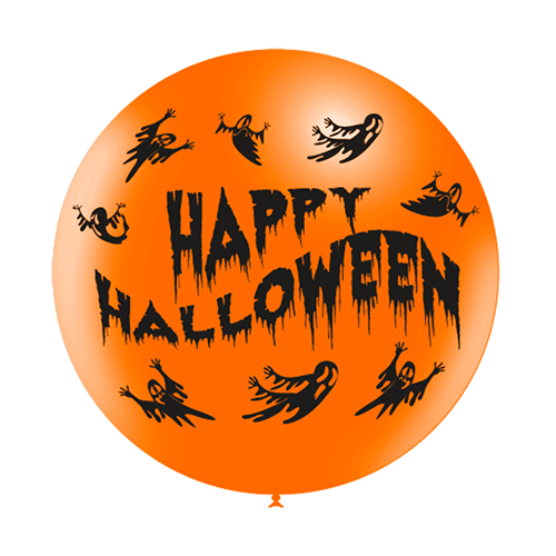 [3FTP2436] 1 Latex 3' Orange Happy Halloween - Balloonia