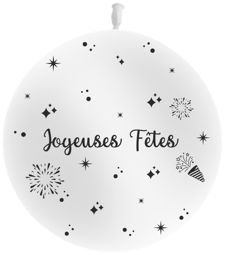 [T3-07P20] Géant Joyeuses Fêtes Blanc P20 Sens Air Imprimé en Noir