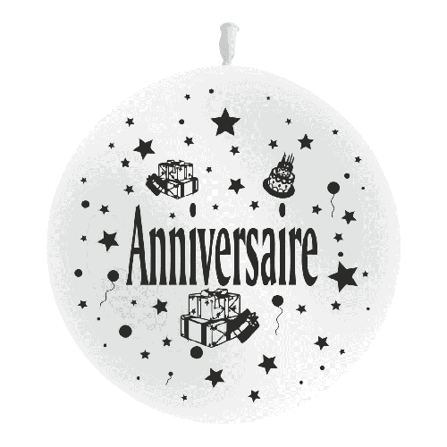 [T3-101P20] Geant Anniversaire Cadeaux Blanc P20 Sens Air 3' - Balloonia