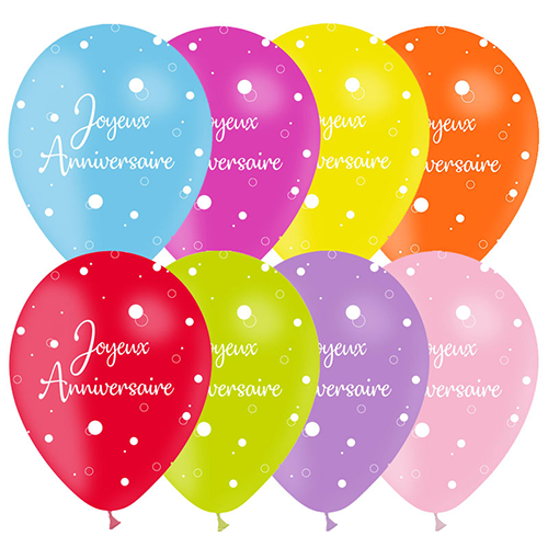 [U45009] 8 Bal Tat Anniv Confetti Imp Blanc 12" - Balloonia