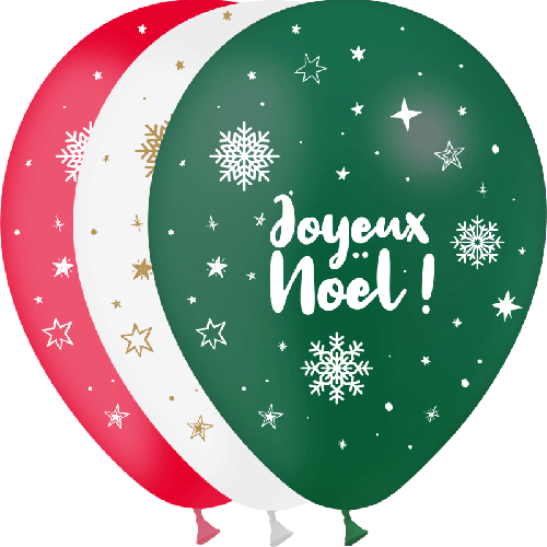 [U45012AST] 8 Ballons 12" Joyeux Noël Assortiment – Balloonia
