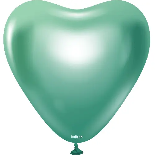 [11350063] 12"  Heart Mirror Green Latex 25ct - Kalisan