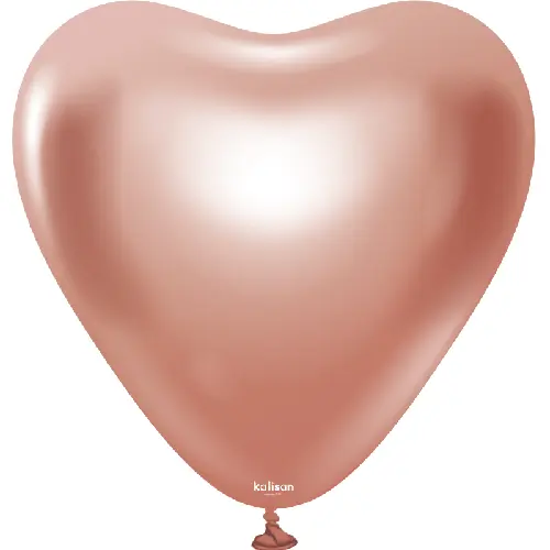 [11350073] 12"  Heart Mirror Rose Gold Latex 25ct FDS - Kalisan
