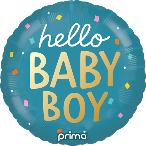 [PF-0065-18] 1 Alu 18" Hello Baby Boy Confetti - Prima