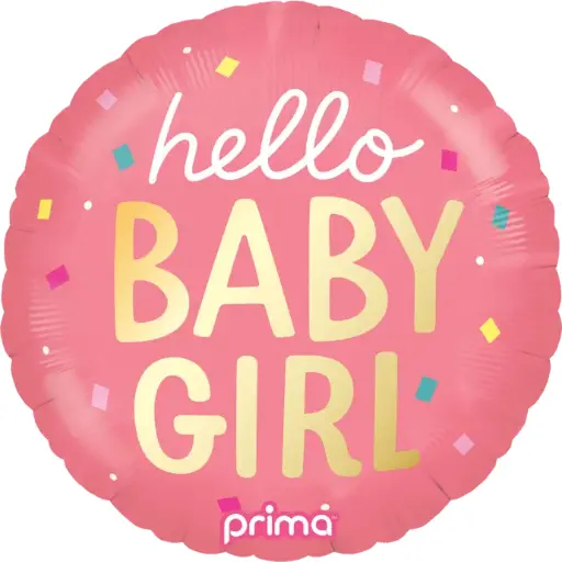 [PF-0066-18] 1 Alu 18" Hello Baby Girl Confetti - Prima