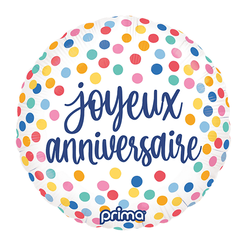 [PF-JACF-18] 18' round Joyeux Anniversaire Confetti (FR)