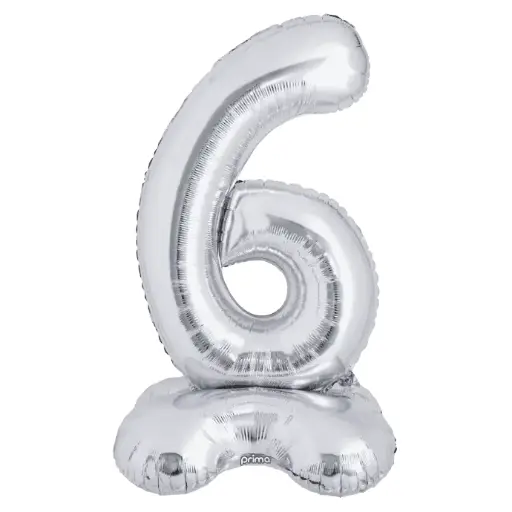 [PF-SVST6-40] 1 alu 40" Argent Standing Chiffre '6' - Prima