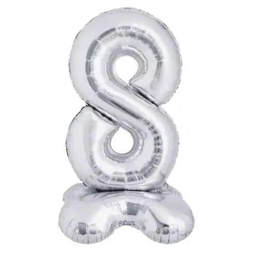 [PF-SVST8-40] 1 alu 40" Silver Standing Number '8' - Prima