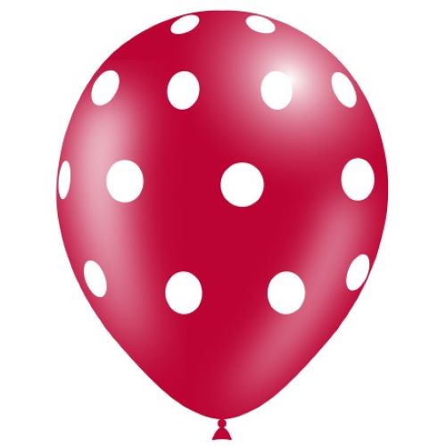 [112P2540*8] 8 Ballons 12" Hg112 Rouge Pois Blanc – Balloonia