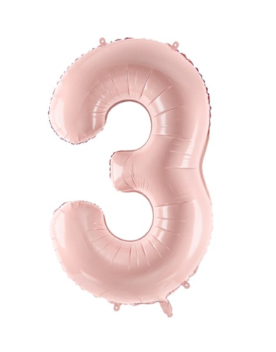 [FB230P-3-081J] 1 Alu Chiffre "3" Rose clair 28" ( 72cm )