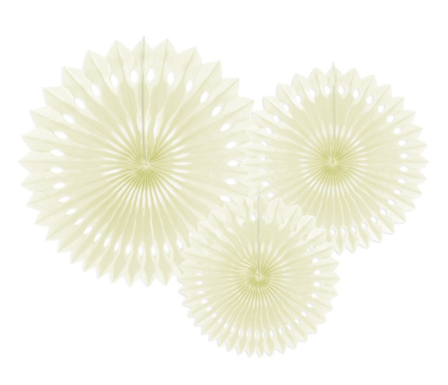 [RPB1-079J] Lot de 3 Rosettes décorative de diamètre 20/25/30cm Crème 