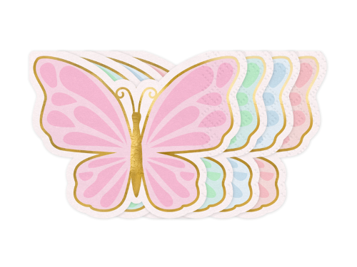 [SPK39] Lot De 12 Serviettes Papillon 16x12cm Bleu, Rose et Vert