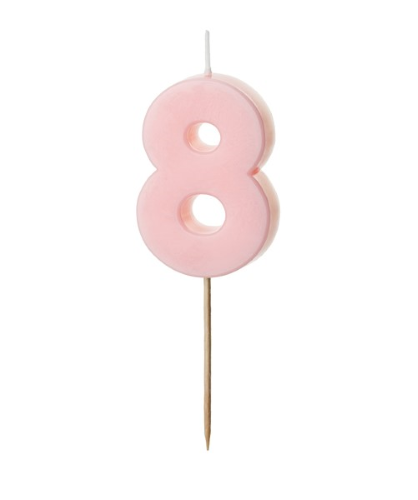 [SCU10-8-081J] 1 Bougie Rose numéro " 8 " de 5.5 cm 